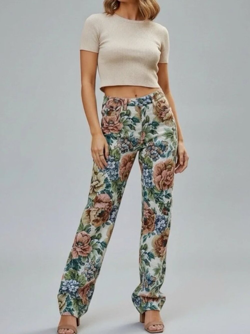 Jaded London Woven Vintage Floral Boyfriend Fit Jeans
